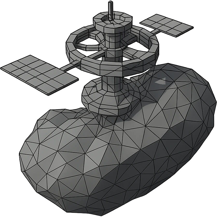 a massive space station partially built over a rock emoji