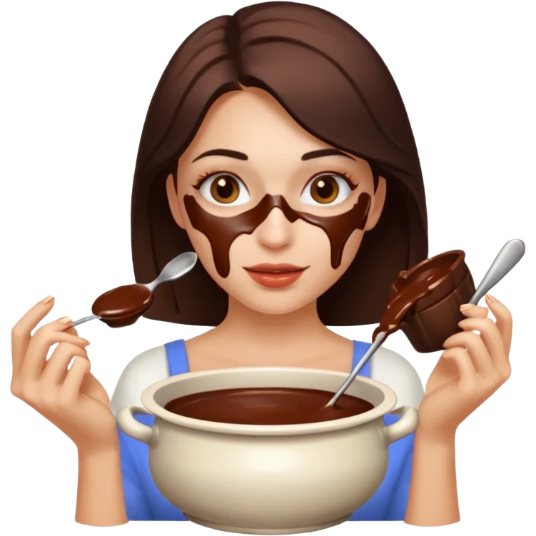 woman almost eating chocolate fondue emoji