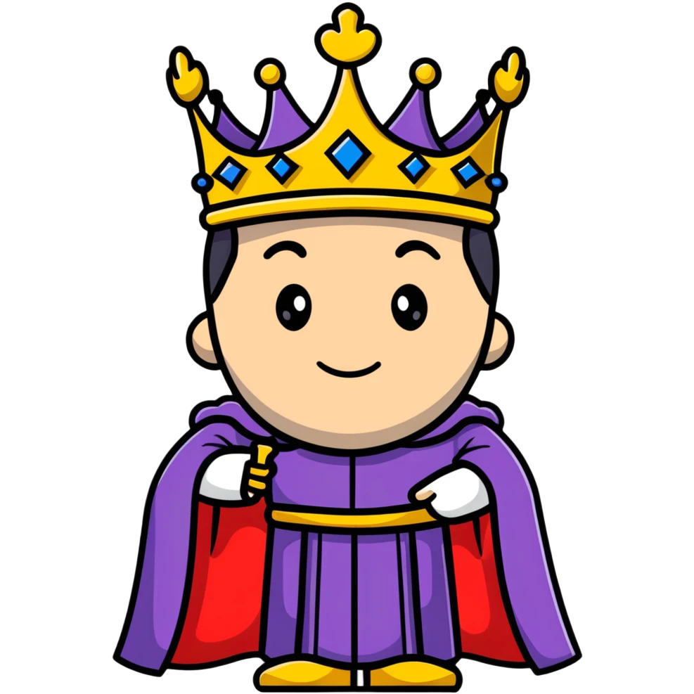 king with crown and royal robe emoji