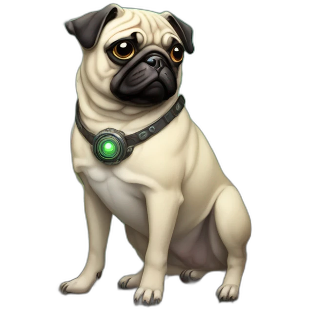 A cyberpunk pug in Art Nouveau style during 1910 emoji