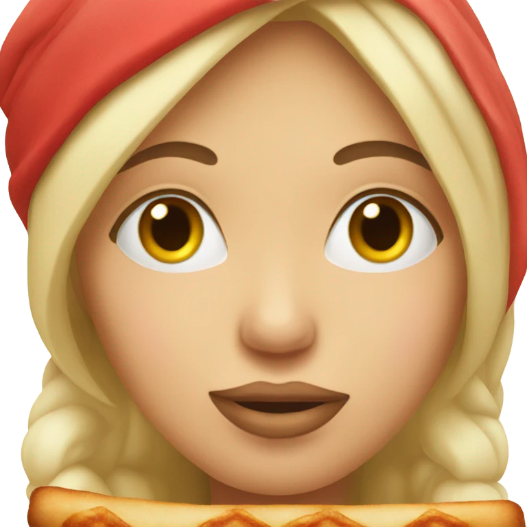 Girl with closed eyes kissing kebab  emoji