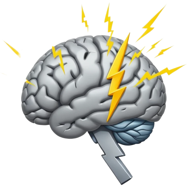 brain with a lightning bolt, simple and clean emoji