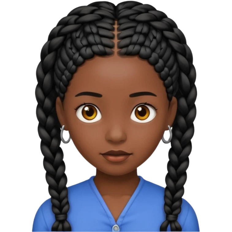 dark, black girl with black braids emoji