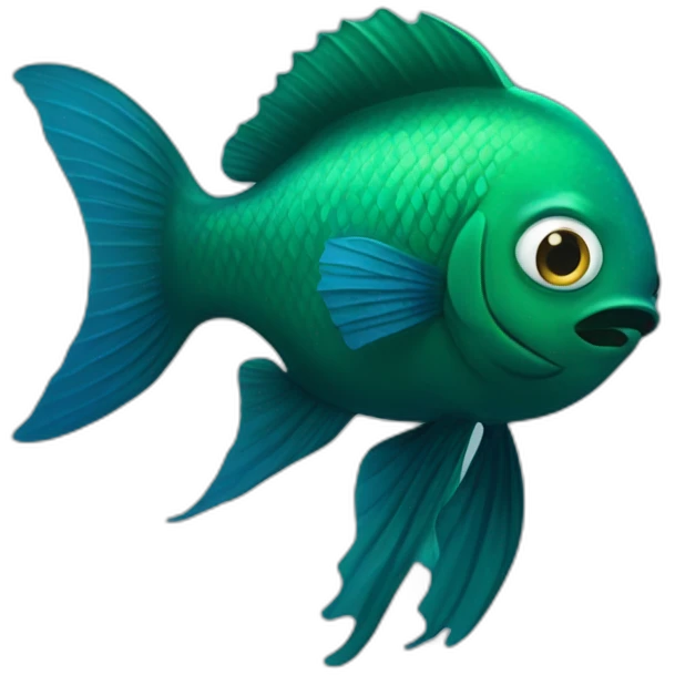 dark green fish with blue eyes with human hand  arms  instead of a fin emoji