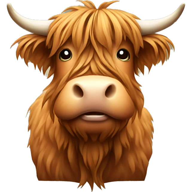 Highland cow with scottish plaid and a pleasant expression emoji