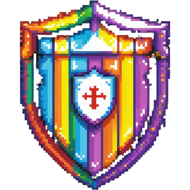 simple rainbow colored magical code shield emoji