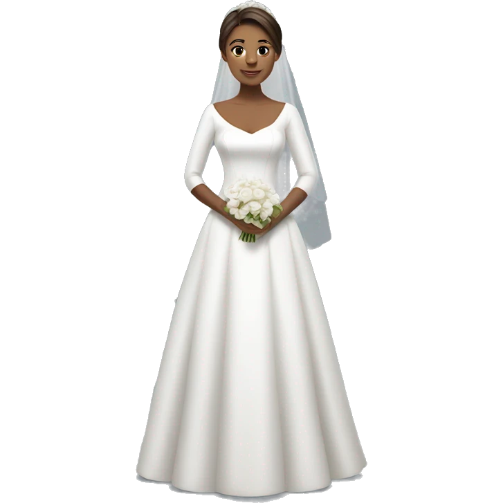 bride in white dress with 3/4 sleeves outdoors emoji