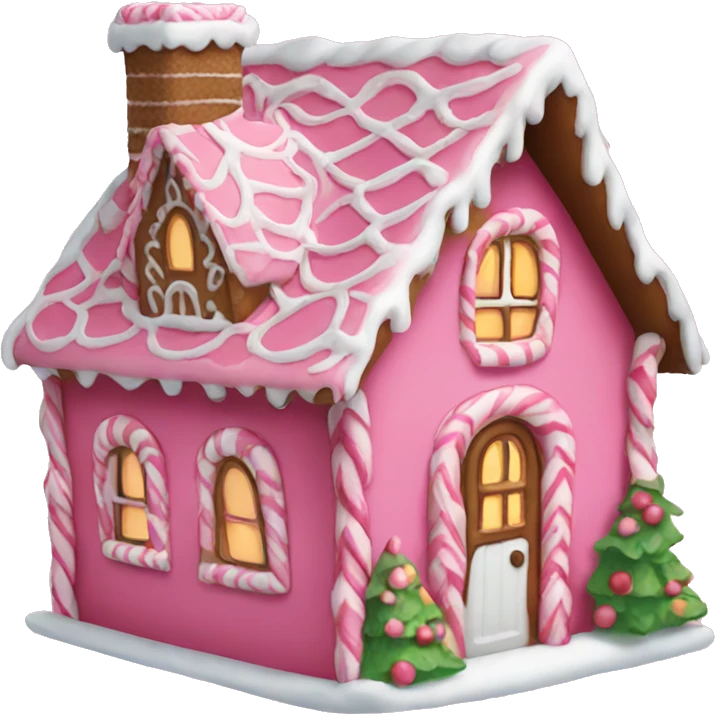 A pink gingerbread house emoji