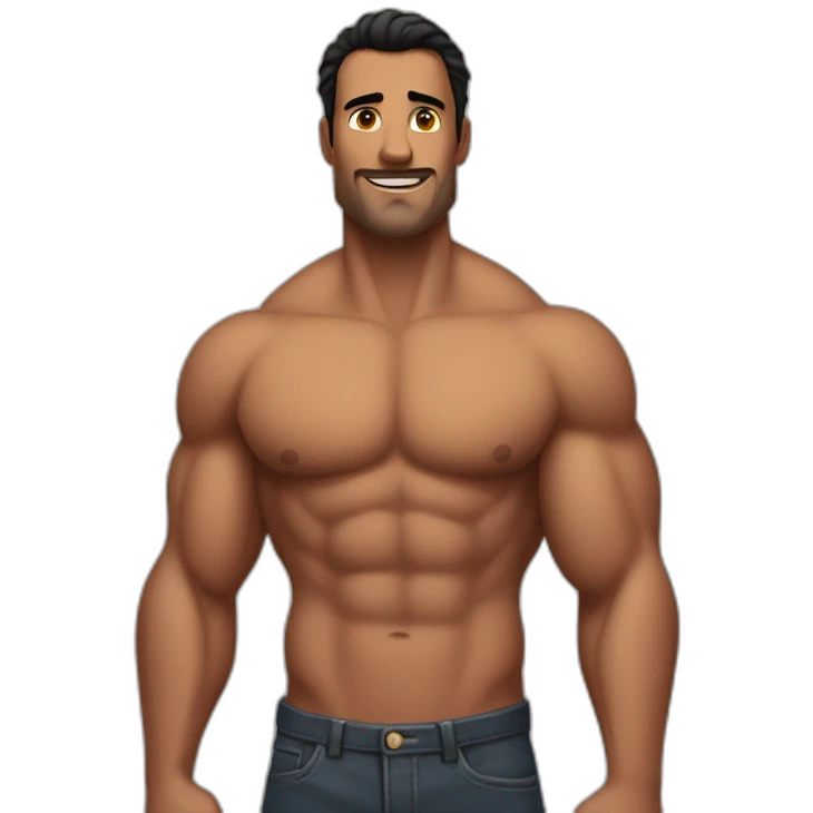pedro posing shirtless muscle sfw emoji