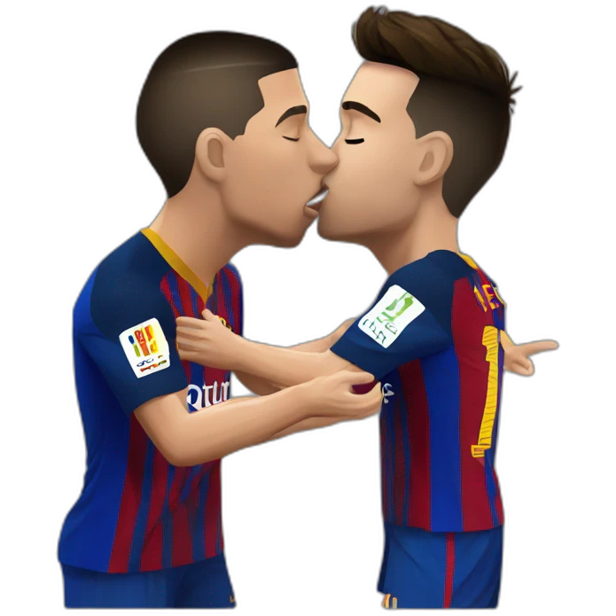 ronaldo kissing wiht messi emoji