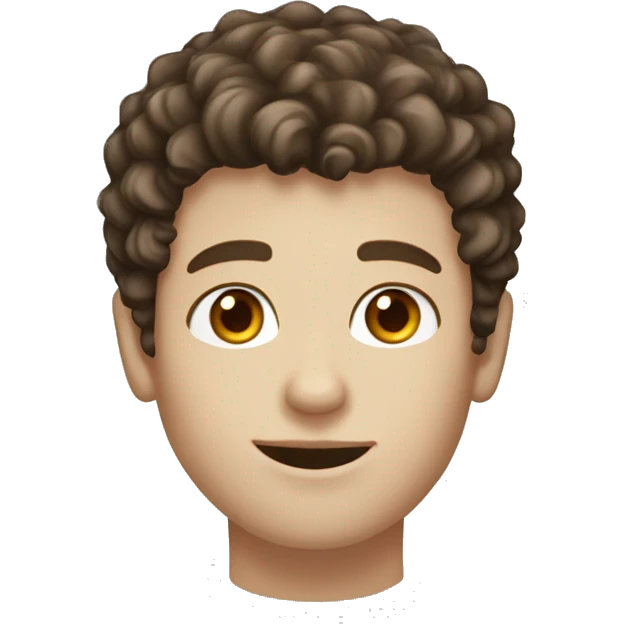 white skinned male teen with diamond face shape  brown curly fringe hairstyle and brown eyes emoji