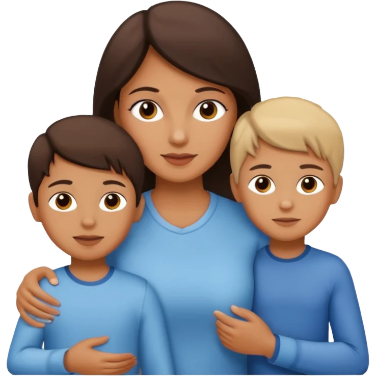 Mamá y dos hijos niño y niña  emoji