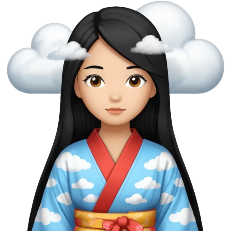 Girl in kimono with a cloud print  emoji