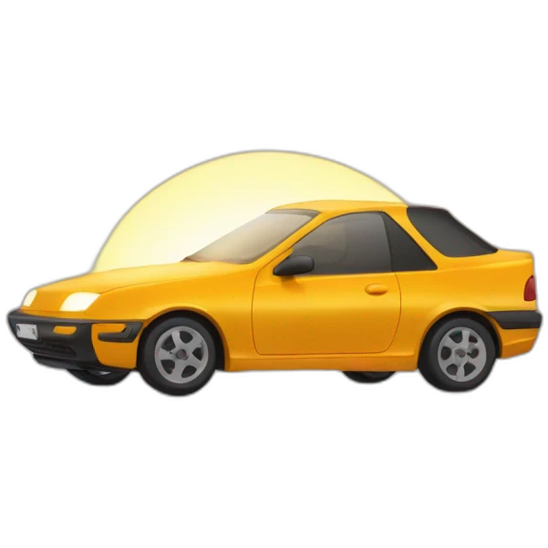 voiture roulant vers un soleil couchant emoji