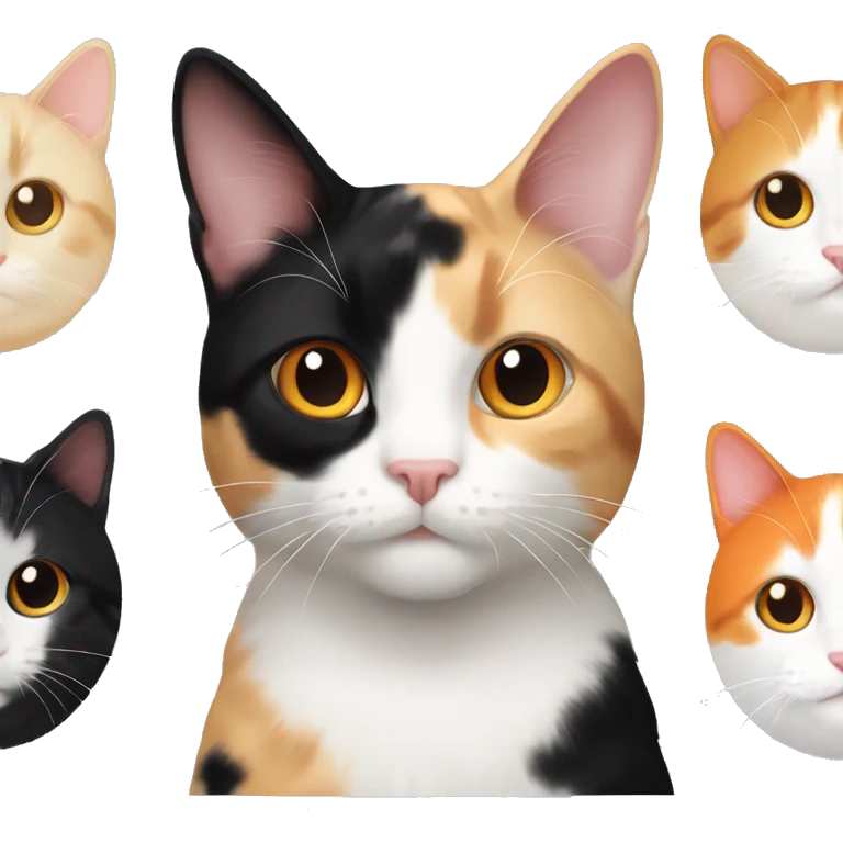 calico cream cat with mostly black calico cat with orange calico cat mixed emoji