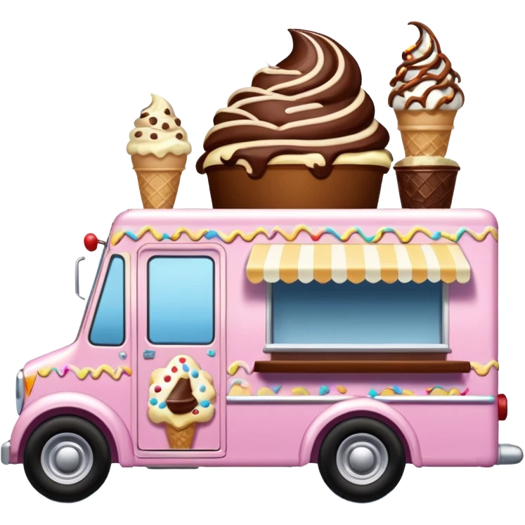 Krazy Ken Jenkins 4wd 1924 racing ice cream with chocolate, nuts and sprinkles dream house food truck  emoji