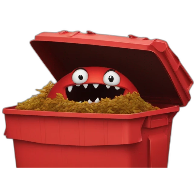 red bin monster emoji