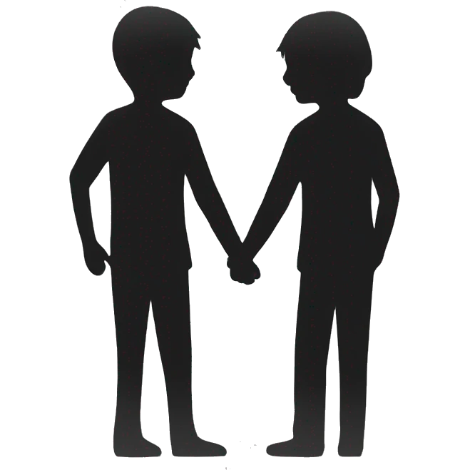 Two silhouettes of people hug each other emoji