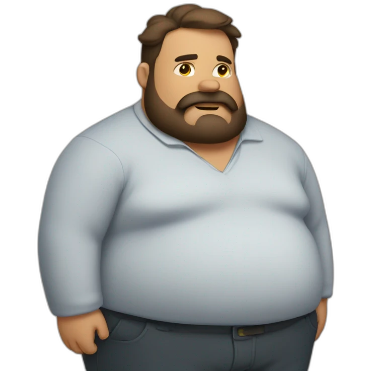 Heavyset lazy husband with beard emoji