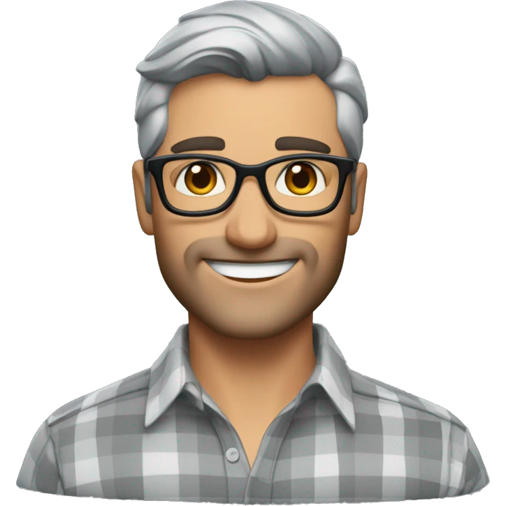 Memoji of Andrew Huberman	40s, Silver fox, tortoiseshell glasses, crisp button-downs, muscular emoji
