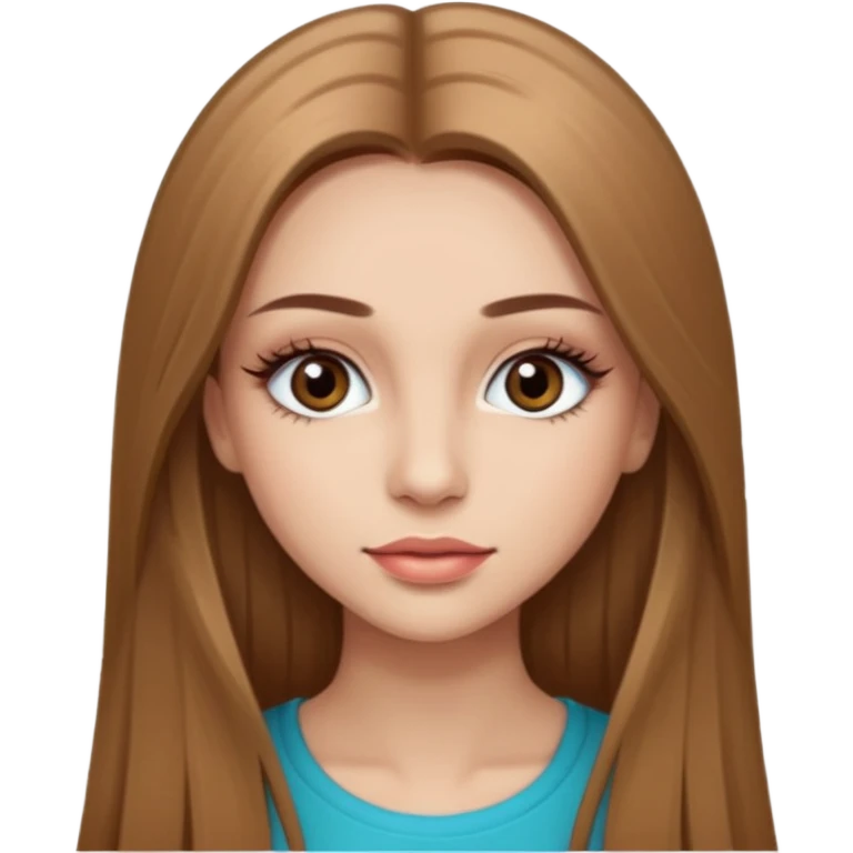 very beautiful girl with long straight light brown hair and make-up with very light skin with long eyelashes  emoji