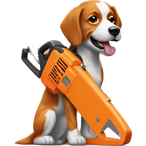 orange chainsaw dog emoji