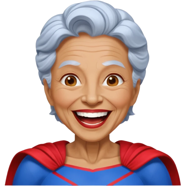 Laughing crazily elderly superwoman emoji