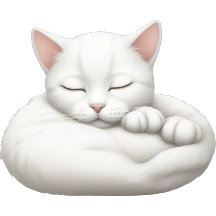 Baby white cat sleeping  emoji