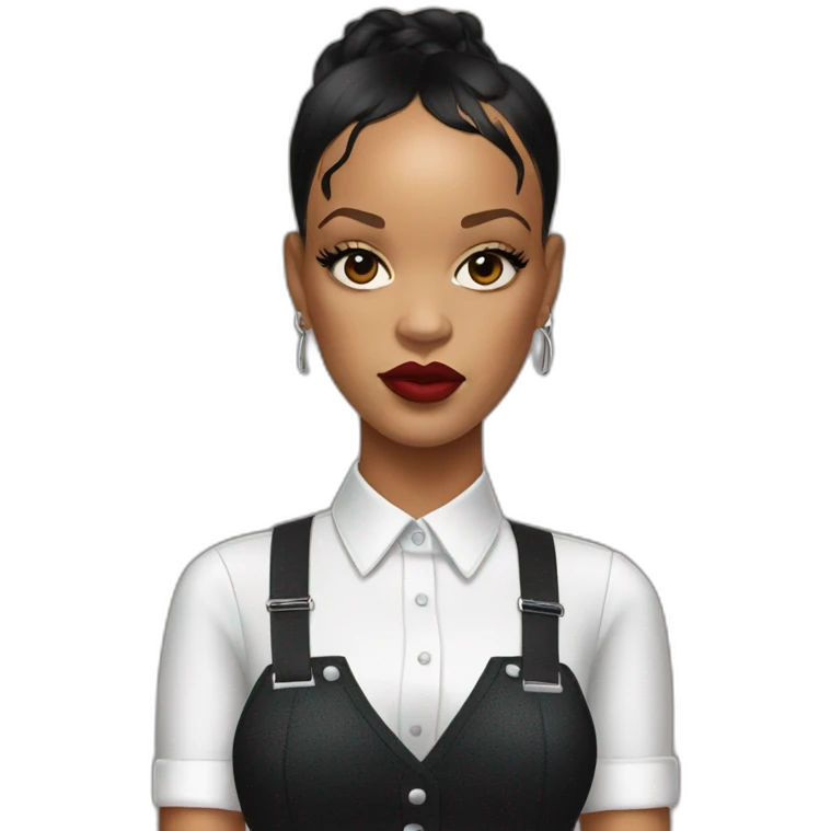 rihanna wearing a suspender suit hyperrealistic emoji