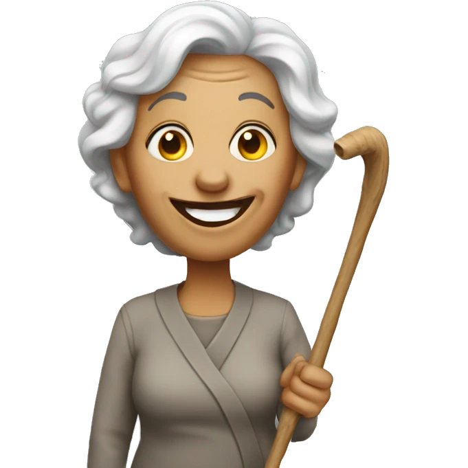Crazy lady with a stick emoji