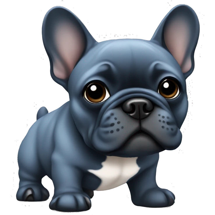 Blue French bulldog with black face emoji
