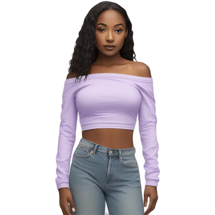 Lilac off shoulder Long sleeve flowy crop top, isolated emoji