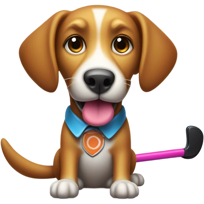 Dog playing field hockey  emoji