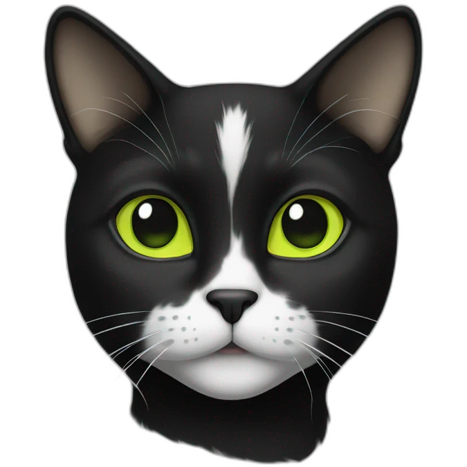 black-and-white cat with yellow-green eyes emoji