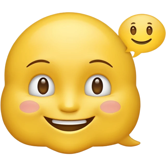 smiling face with speech bubble saying 'we're back' emoji