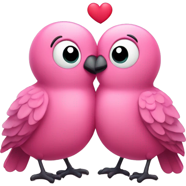 Two cute pink birds are hugging each other and are forming a heart shape expressing love and affection  emoji