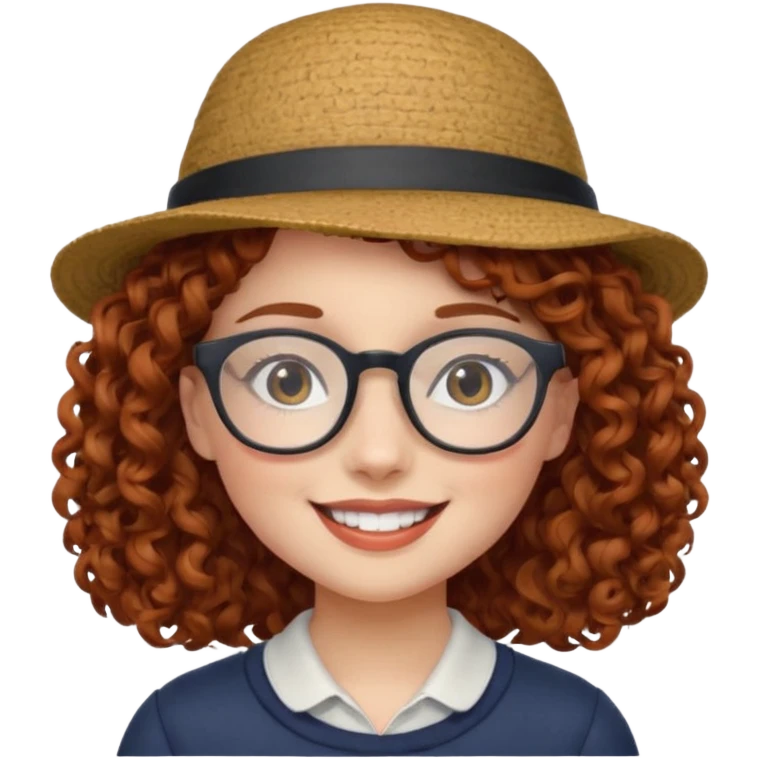 hatted girl with glasses and curly hair emoji