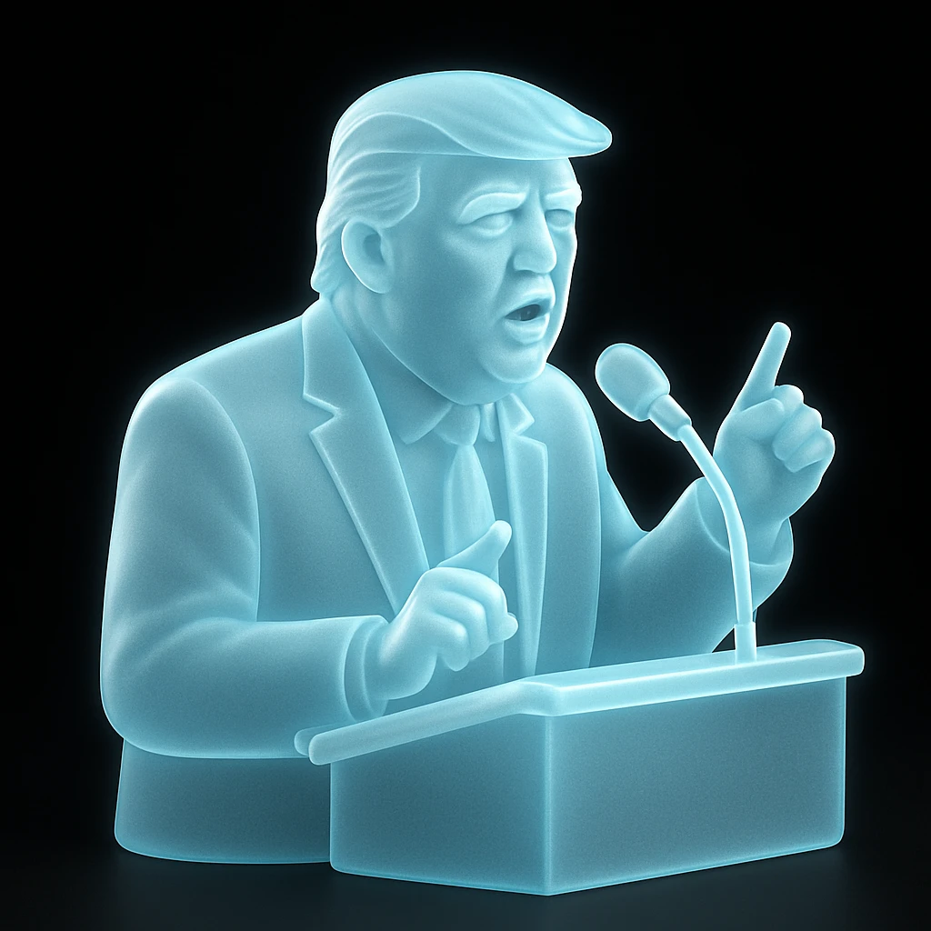 Donald Trump speaking at a rally emoji