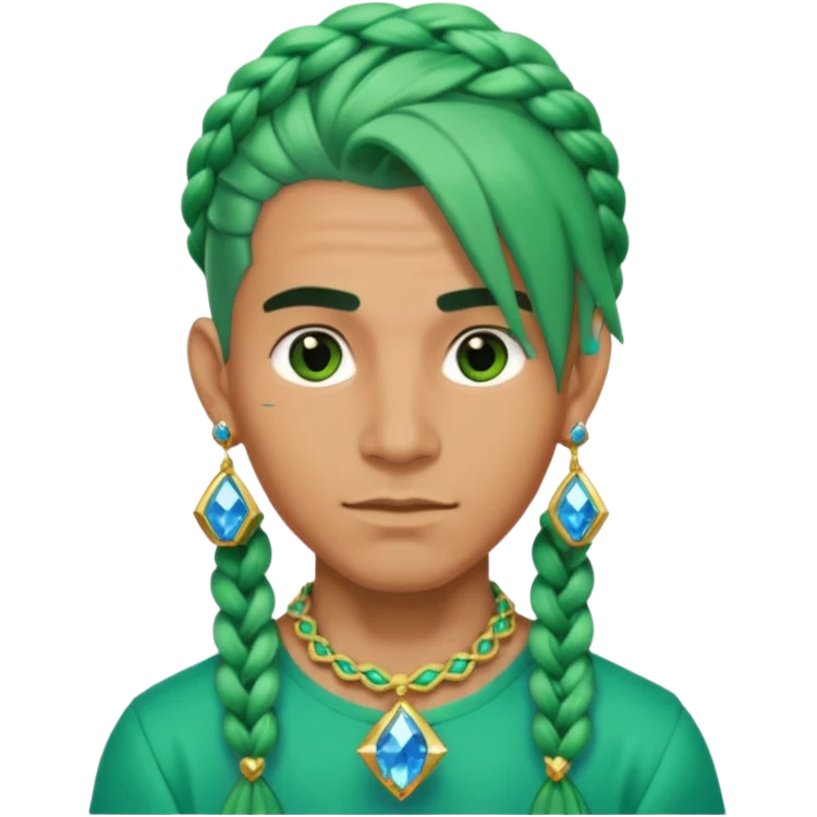 gem lover man with gem accessories excessive amount very big gem earrings green braided hair and blue diamonds  emoji