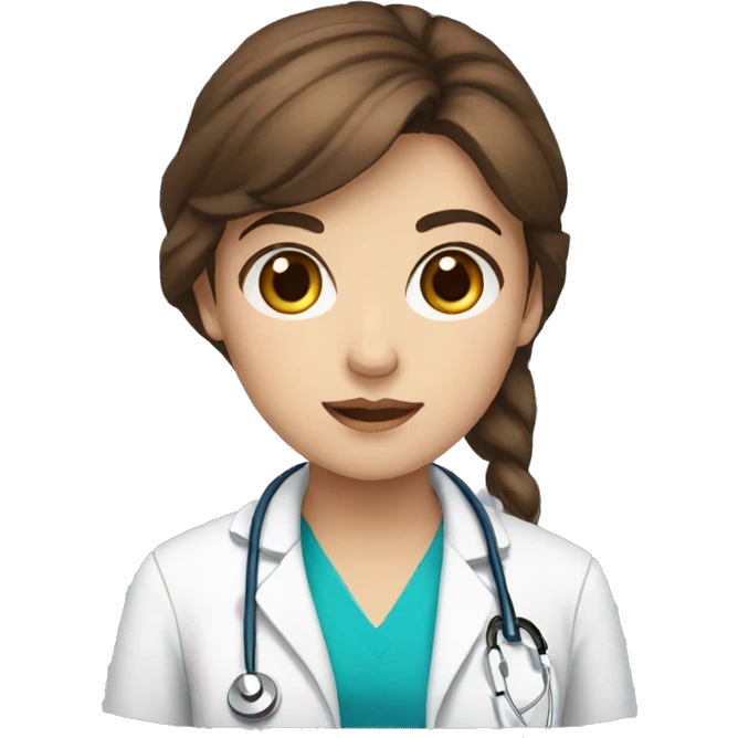 Brown hair girl with blue eyes doctor emoji