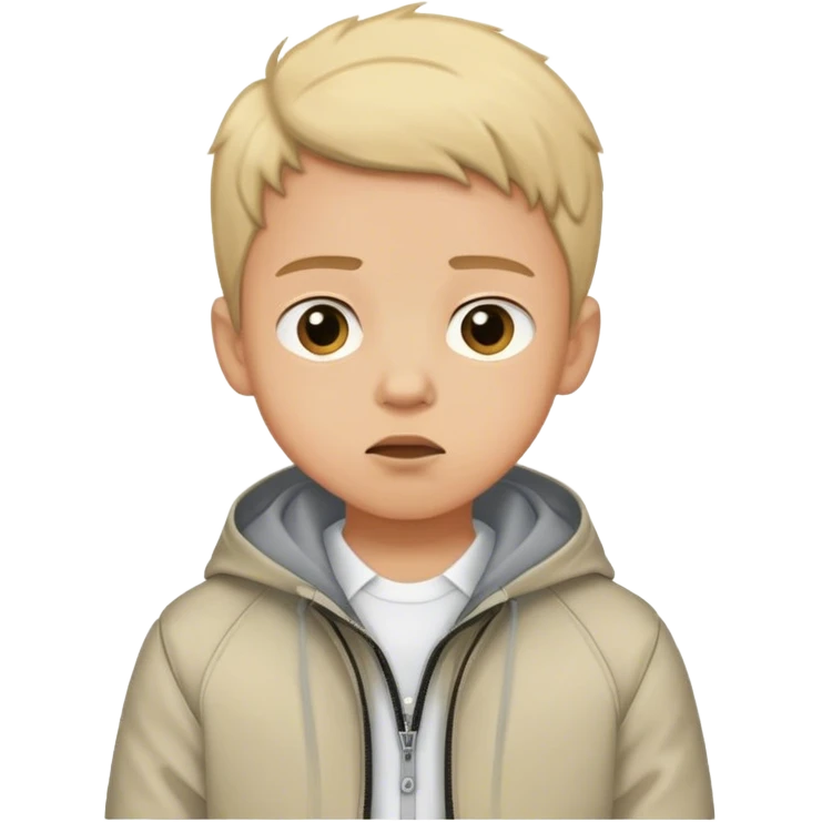 portrait of a boy in jacket excuse me expression emoji