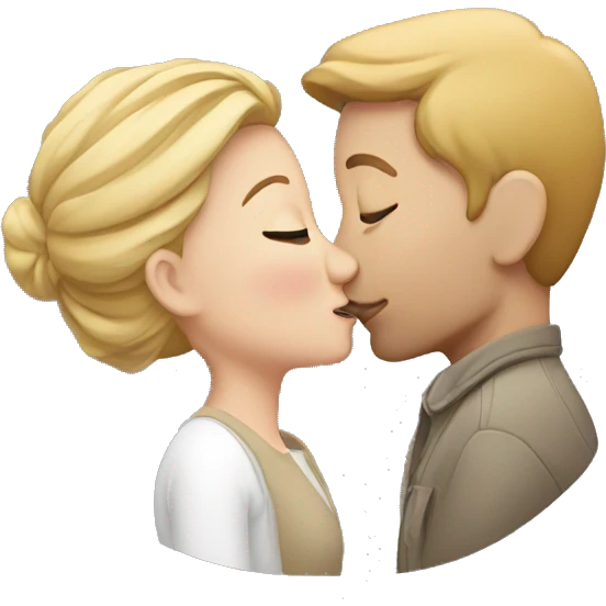 White people kissing emoji