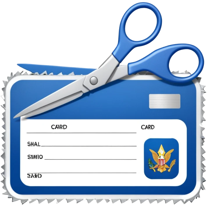 Scissors cutting military ID card emoji