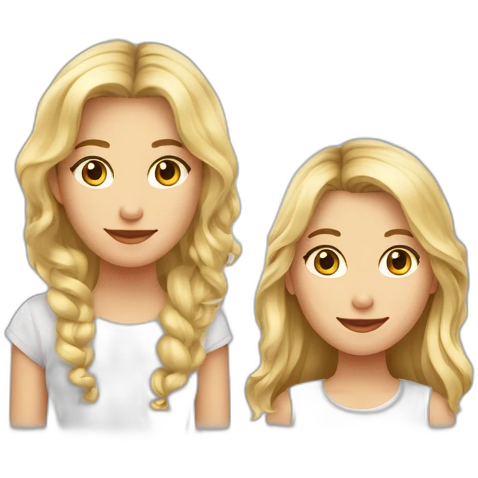 Fille blonde cheveux long ondulé avec garçon cheveux mi long brun en couple emoji