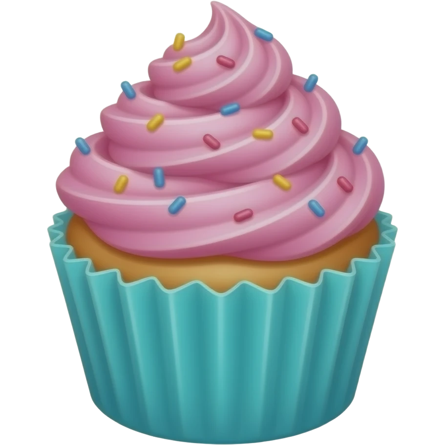 Cupcake with pink icing add some sprinkle on top  and a cyan cover emoji