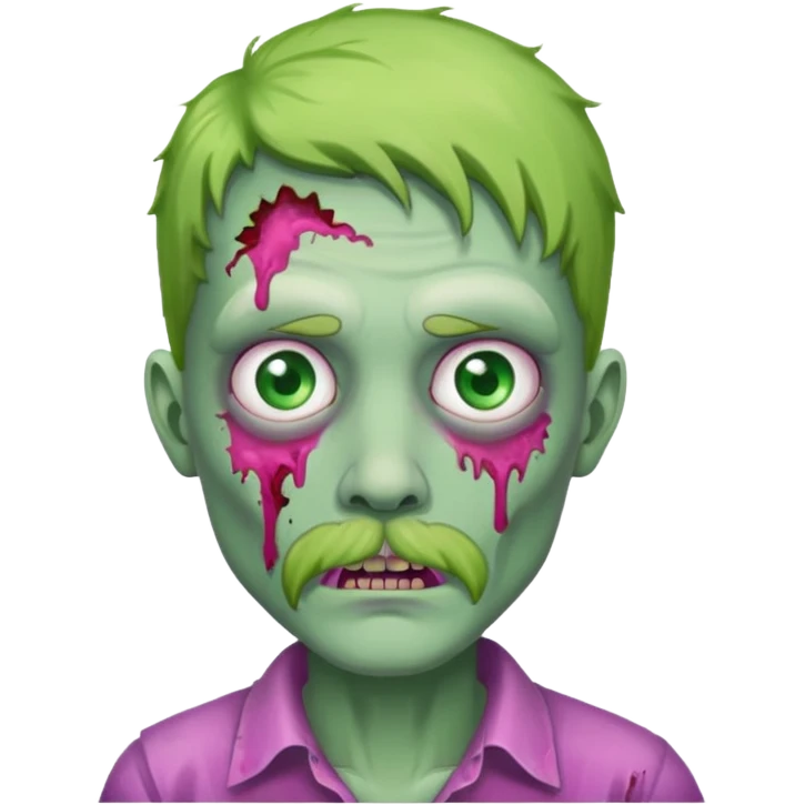 young zombie with pink mustache emoji