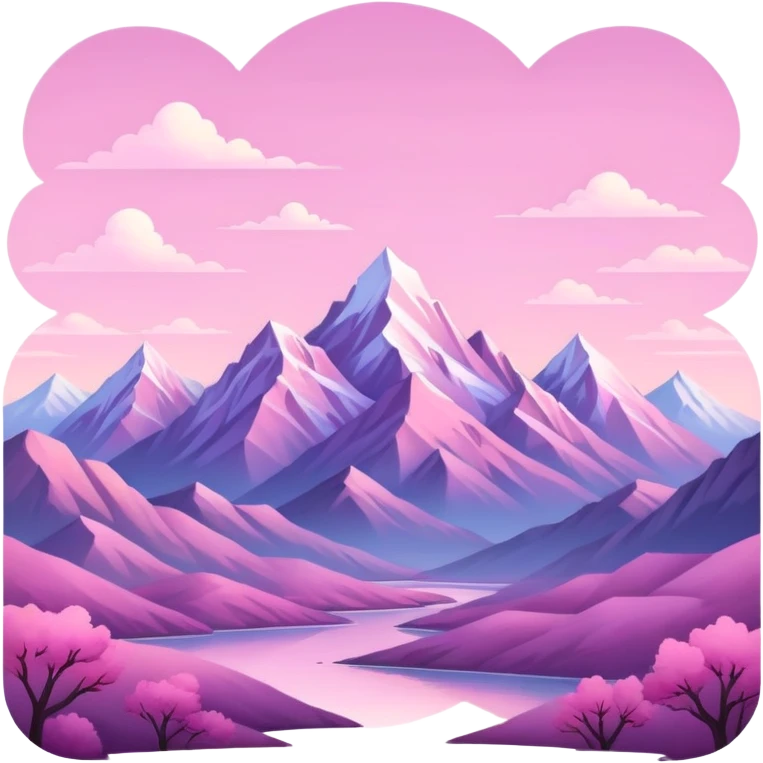 pink landscape with mountains and sky emoji
