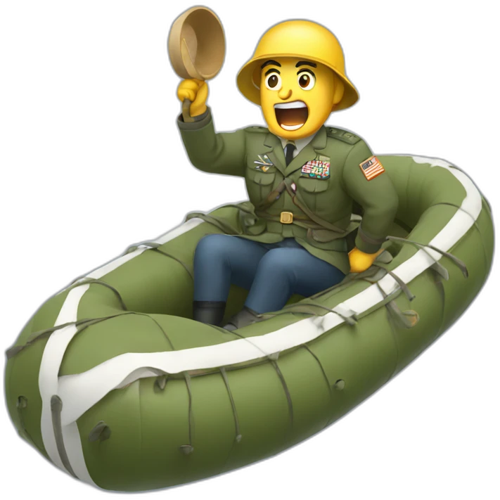 Yelling army general in a raft emoji