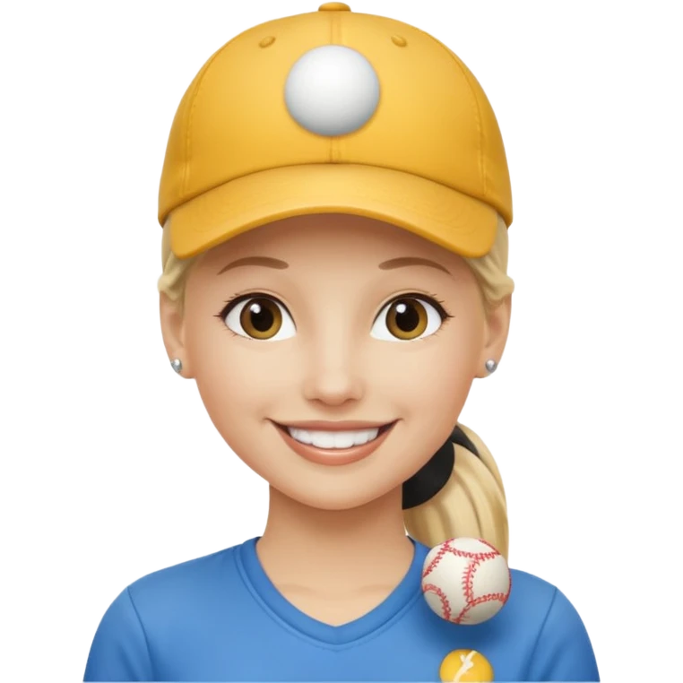 blond woman, pony tail, ball cap emoji