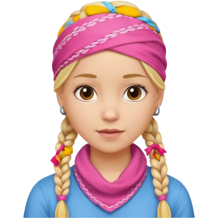 blonde woman with braids and a pink bandana emoji